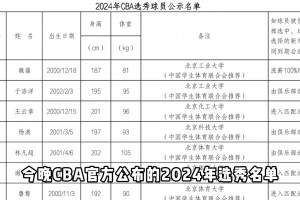 CBA公布2024選秀球員名單：謝智杰王凡懿楊文學(xué) 楊政惹爭(zhēng)議